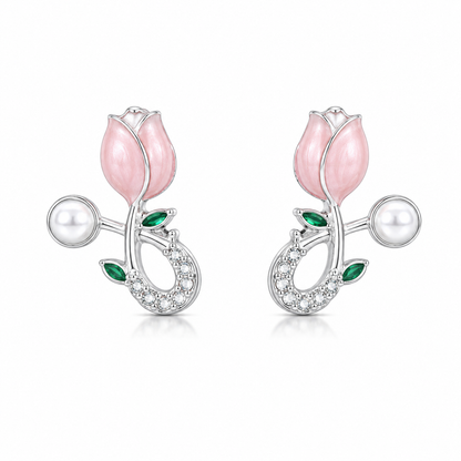 Silver Plated Tulip Design Earring