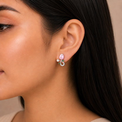 Silver Plated Tulip Design Earring