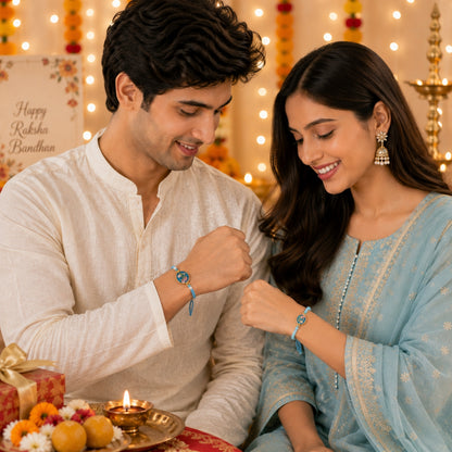 Bhaiya Bhabhi Rakhi Set with Floral Charm