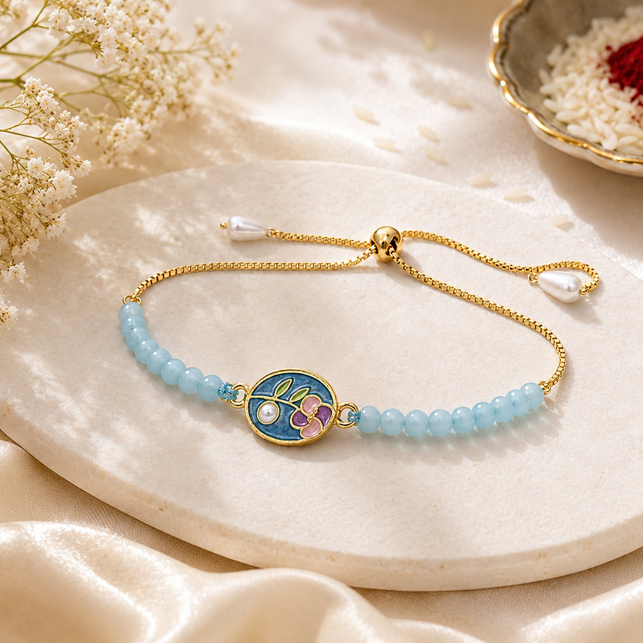 Floral Lumba Rakhi Bracelet for Bhabhi