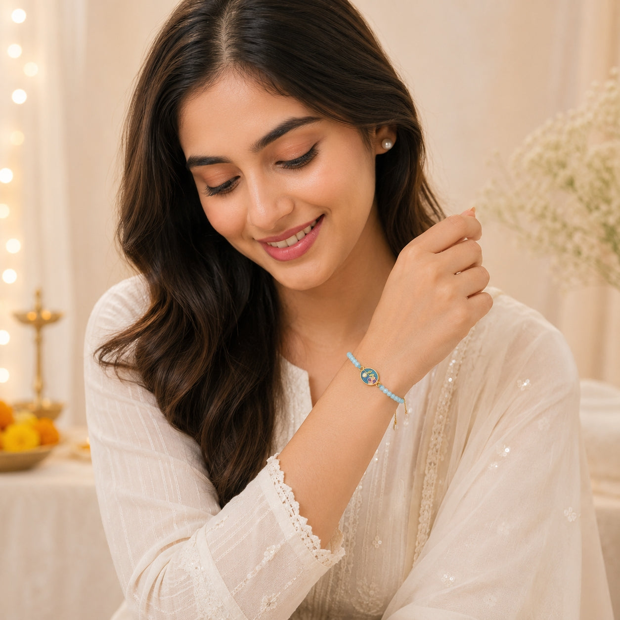 Floral Lumba Rakhi Bracelet for Bhabhi