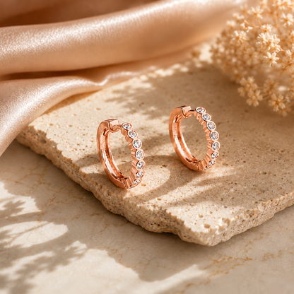 Bali With Stone Rose Gold Plated Earrings