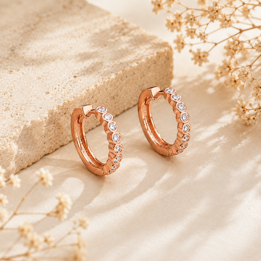 Bali With Stone Rose Gold Plated Earrings