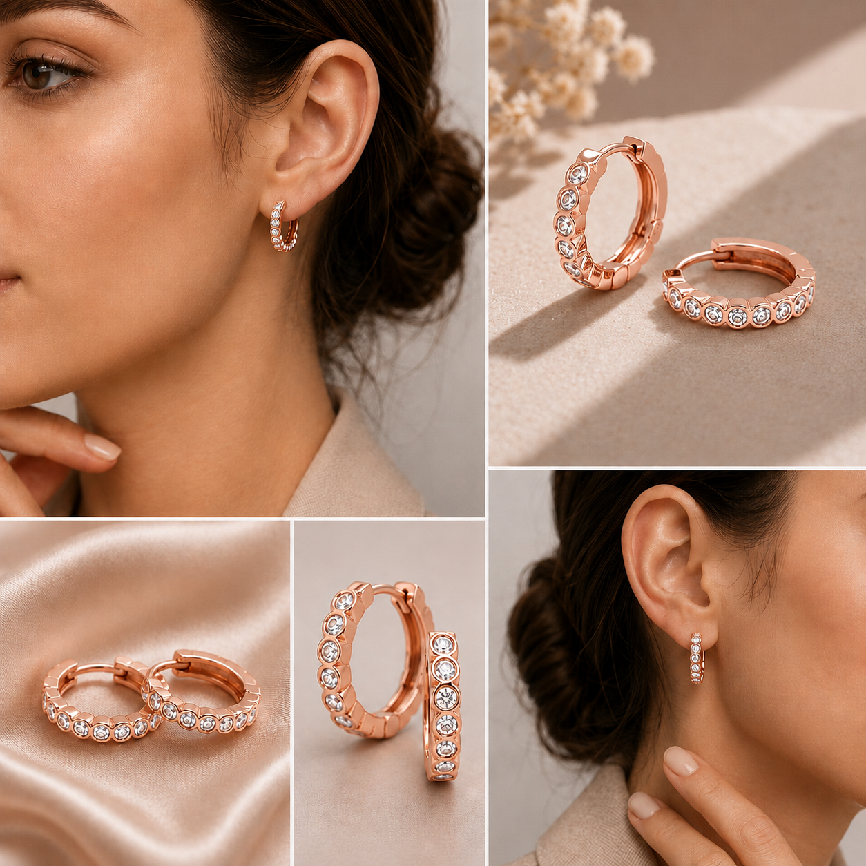 Bali With Stone Rose Gold Plated Earrings