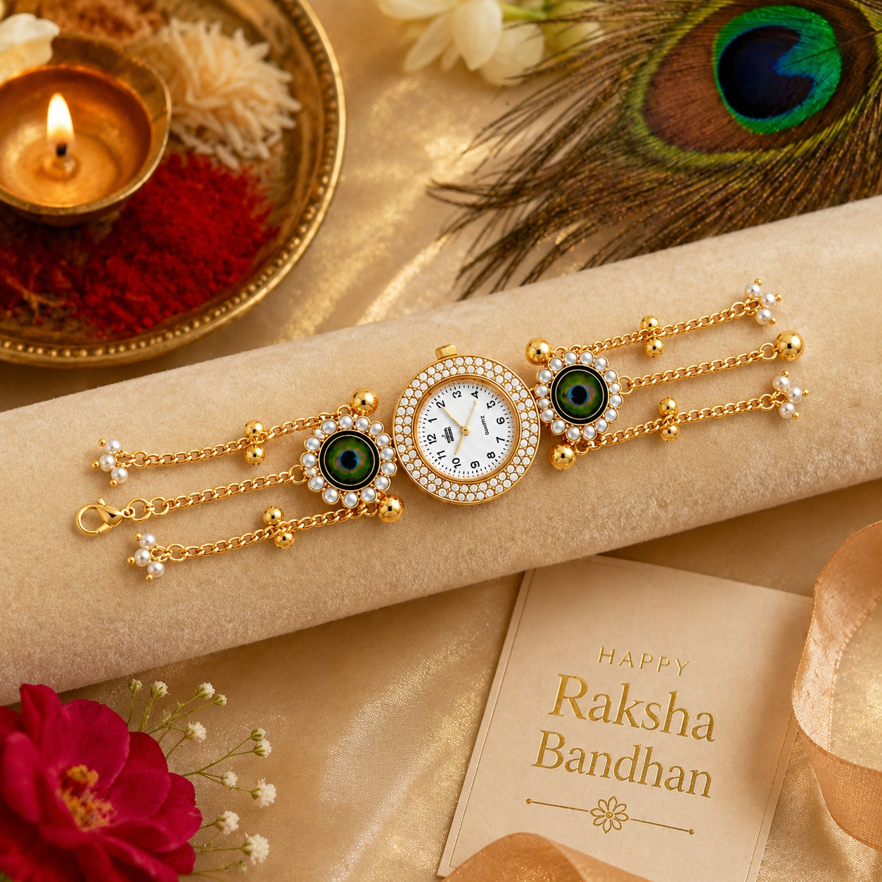 Peacock Designer Rakhi Bhabhi Watch