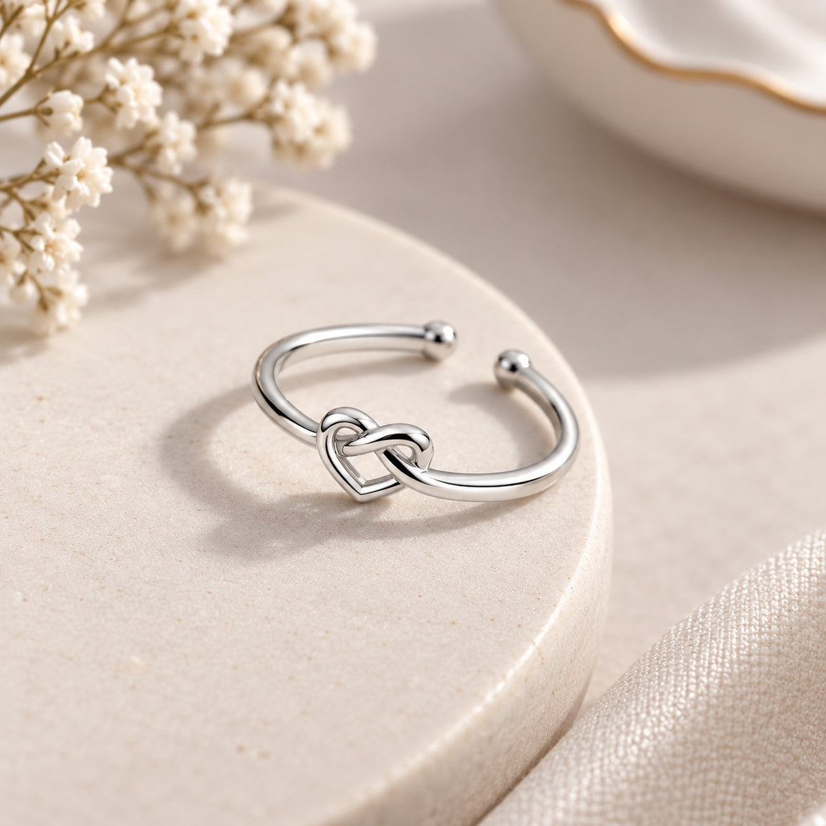 Silver Plated Baby Infinity Heart Design Ring