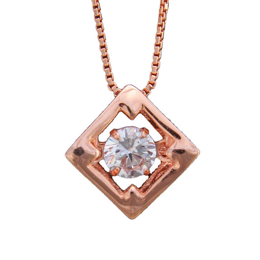 Square shape Rose gold pendant with chain