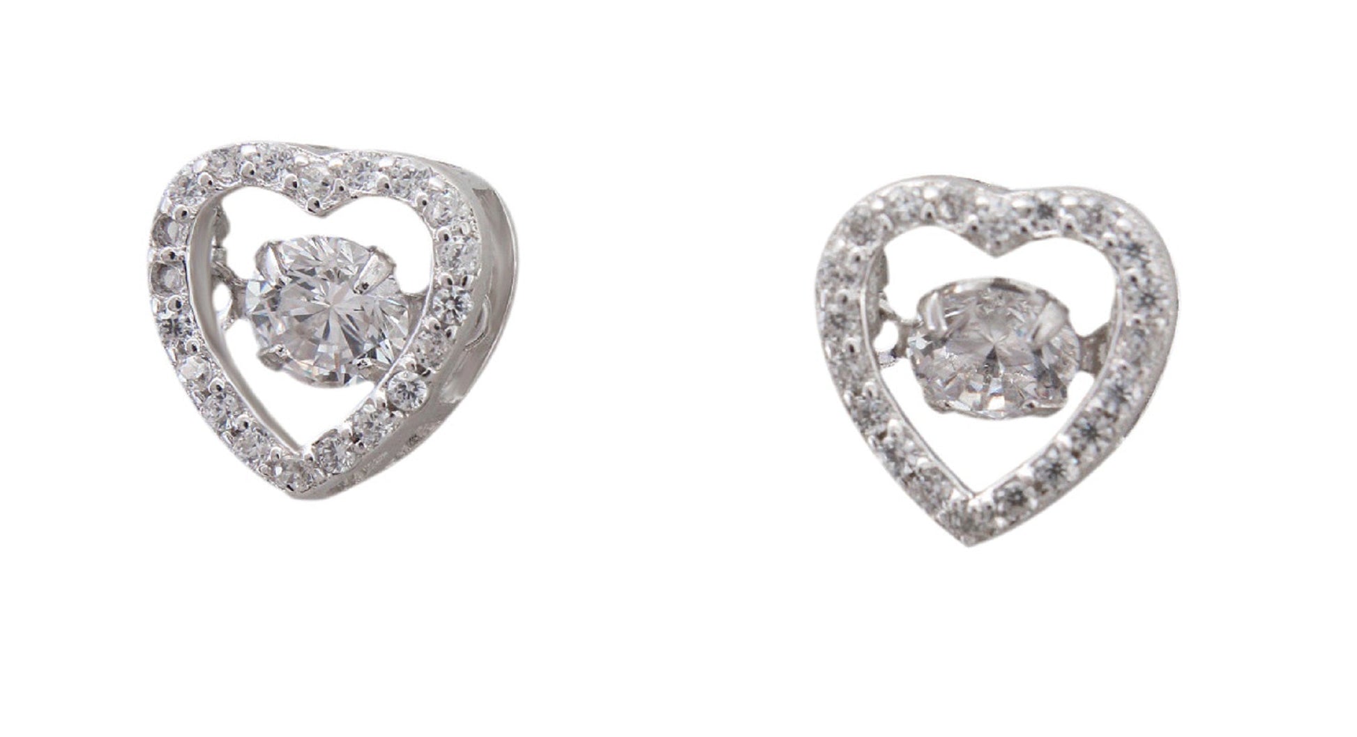 925 Sterling Silver Heart Shape With Dancing Stone Pendant Set For Girls And Women