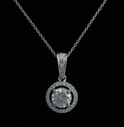 925 Sterling Silver Round Shape Pendant With Chain For Girls And Women