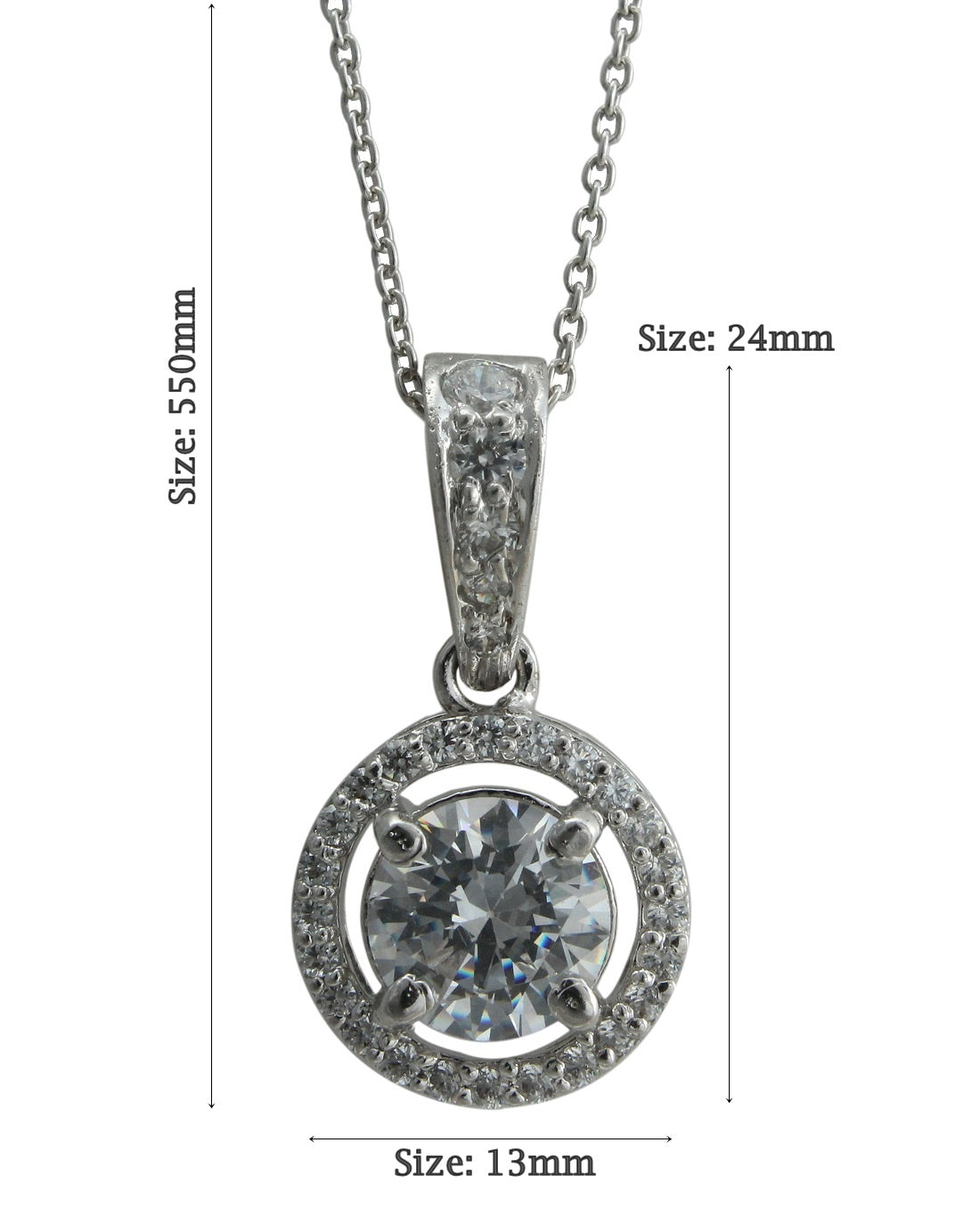 925 Sterling Silver Round Shape Pendant With Chain For Girls And Women