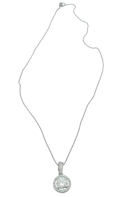925 Sterling Silver Round Shape Pendant With Chain For Girls And Women