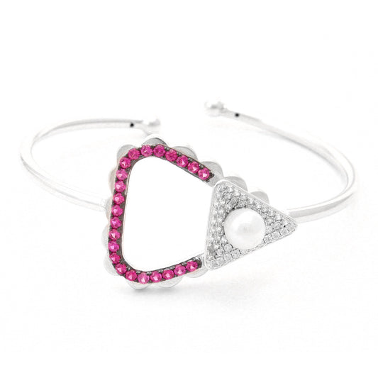 Pink stone with Pearl Bangle Bracelets