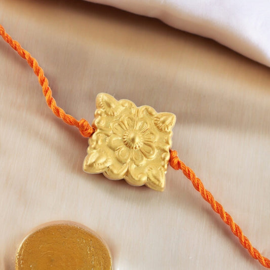 925 Sterling Silver 24kt Gold Plated Rangoli Design Rakhi for Brother
