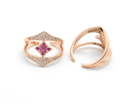 Rose Gold Toe Ring Pink CZ Diamond Shape Design