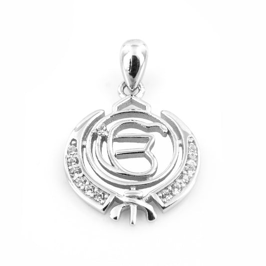 LBV 925 Sterling Silver Khanda Pendant | Sikh Ek Onkar Symbol Pendant