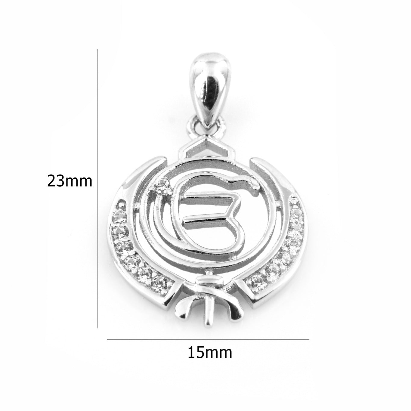 LBV 925 Sterling Silver Khanda Pendant | Sikh Ek Onkar Symbol Pendant