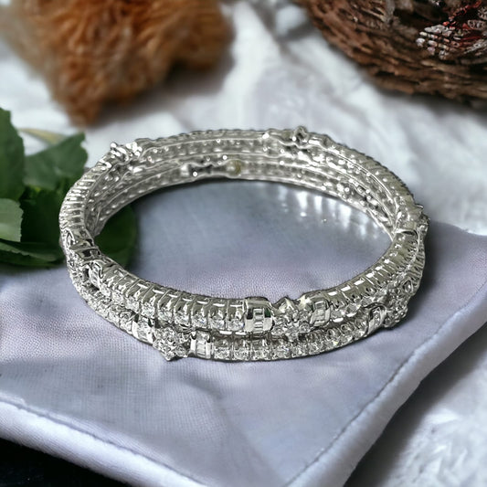 925 Sterling Swarovski Silver Bangle Bracelet For Girls and Women