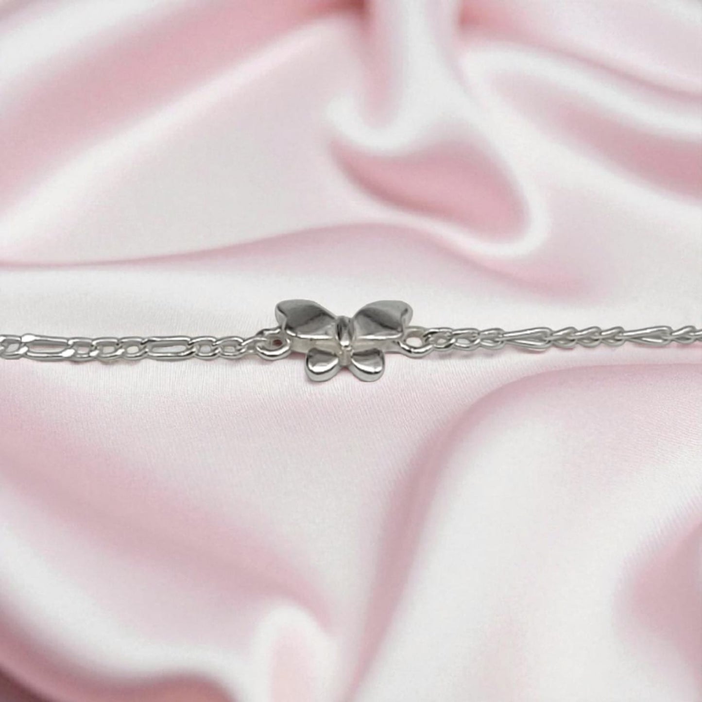 Silver Anklet with Butterfly Charm 0-5 Years (Pair)