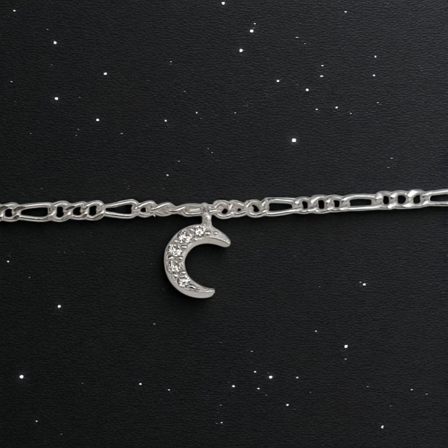 Silver Anklet with Moon Charm 0-5 years (Pair)