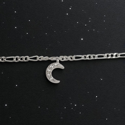 Silver Anklet with Moon Charm 0-5 years (Pair)