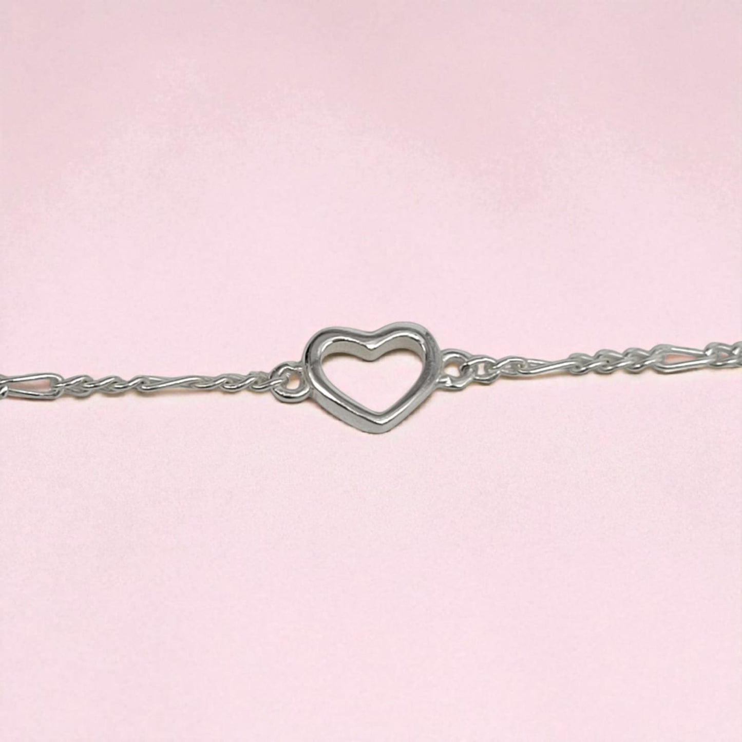 Silver Anklet with Heart Charm 0-5 years (Pair)