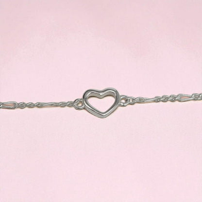 Silver Anklet with Heart Charm 0-5 years (Pair)