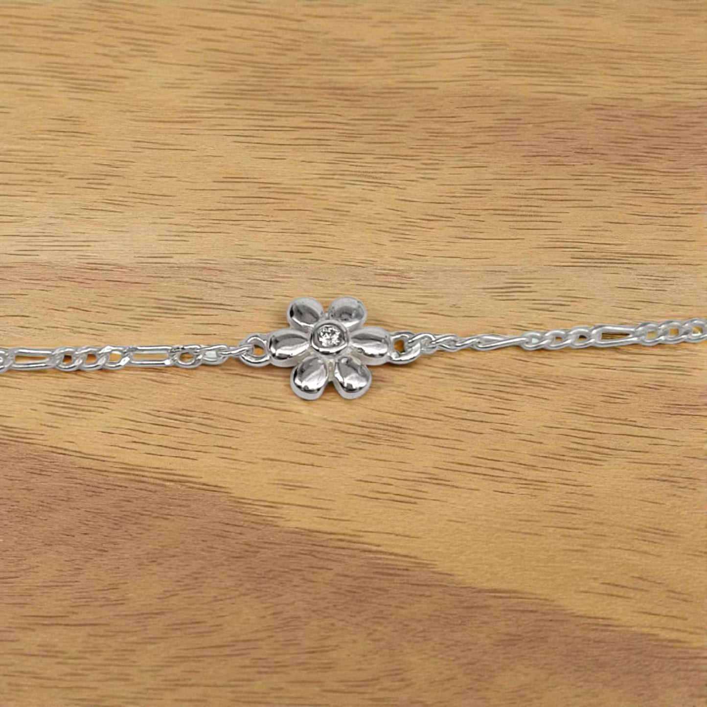 Silver Anklet with Flower charm 0-5 years (Pair)