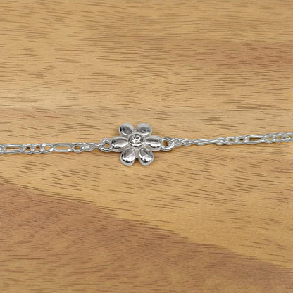 Silver Anklet with Flower charm 0-5 years (Pair)