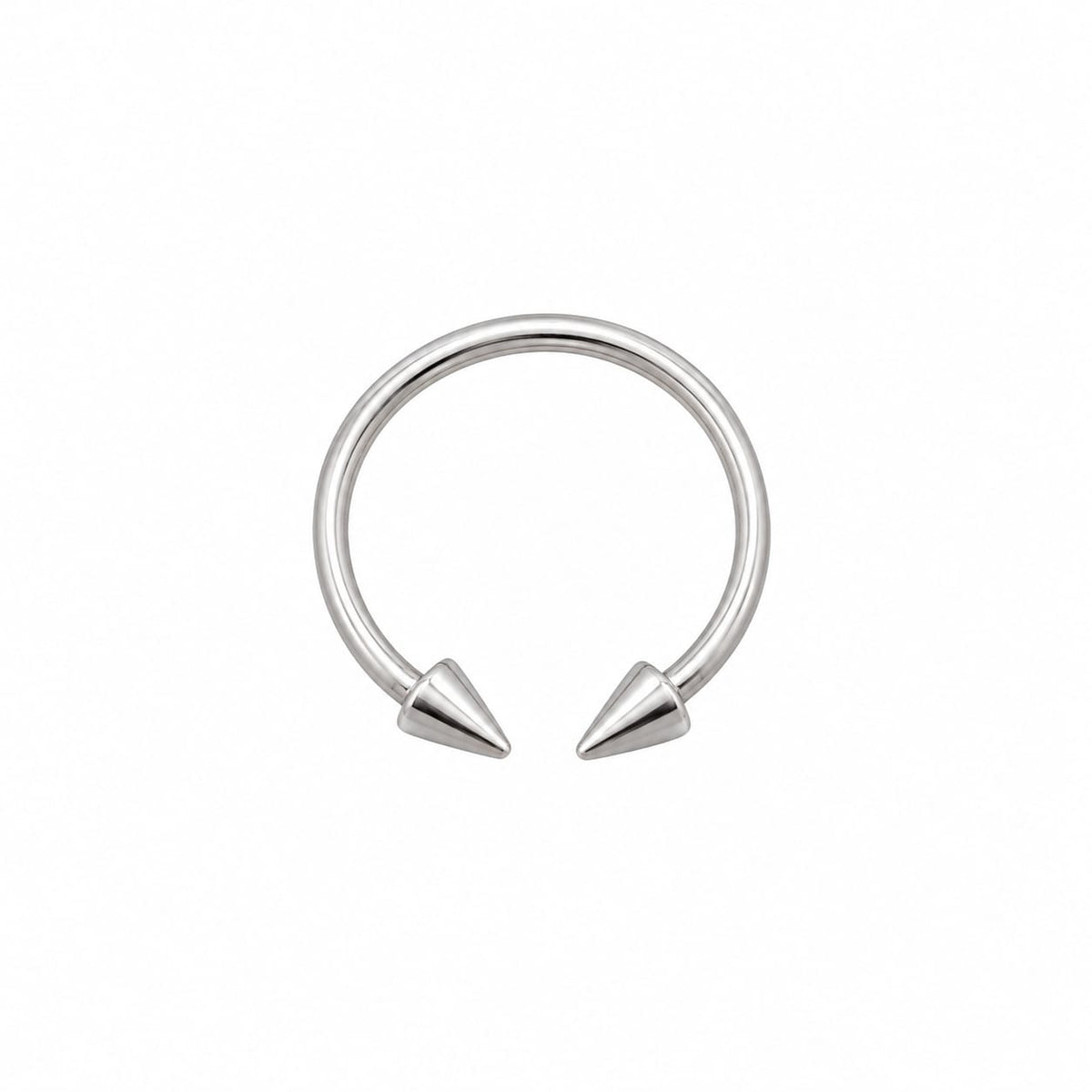 Silver-Tone Double Spike Horseshoe Ring