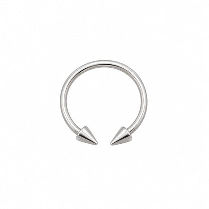 Silver-Tone Double Spike Horseshoe Ring