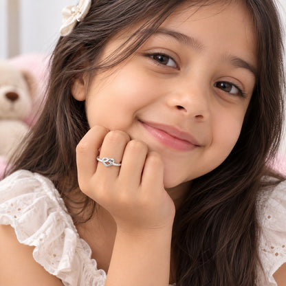 Silver Plated Baby Infinity Heart Design Ring
