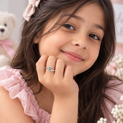 Silver Plated Baby Heart Open Design Ring