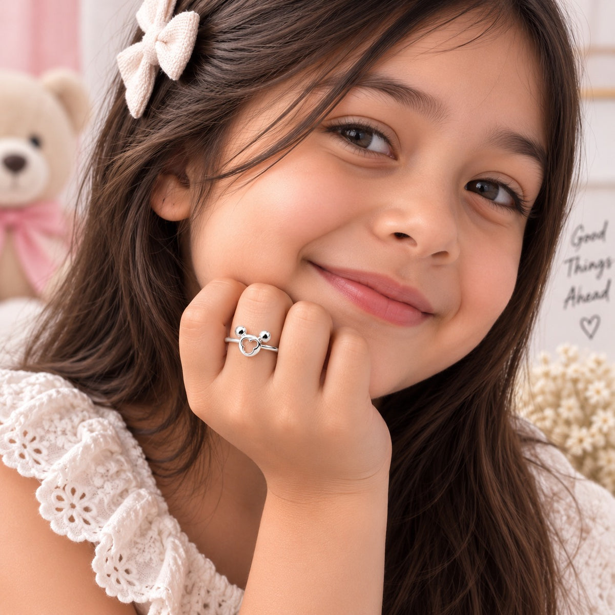 Silver Plated Baby Mouse Design Ring