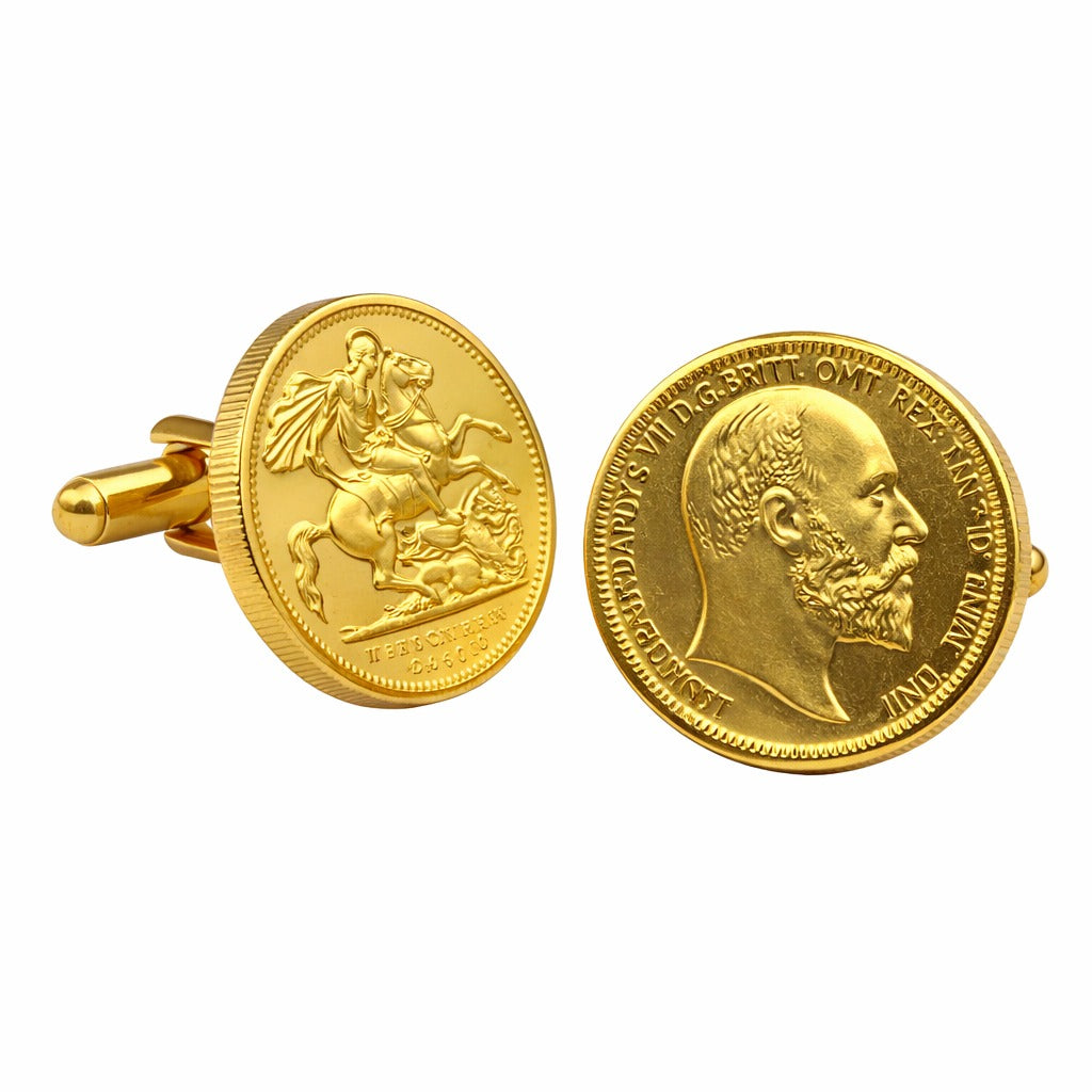 Gold Plated Coin Design Statement Cufflinks