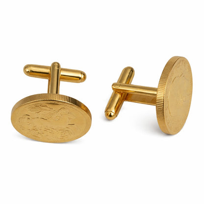 Gold Plated Coin Design Statement Cufflinks