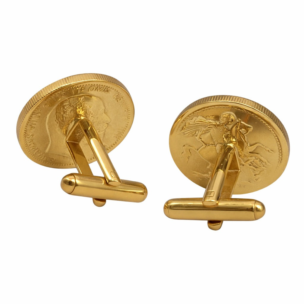 Gold Plated Coin Design Statement Cufflinks
