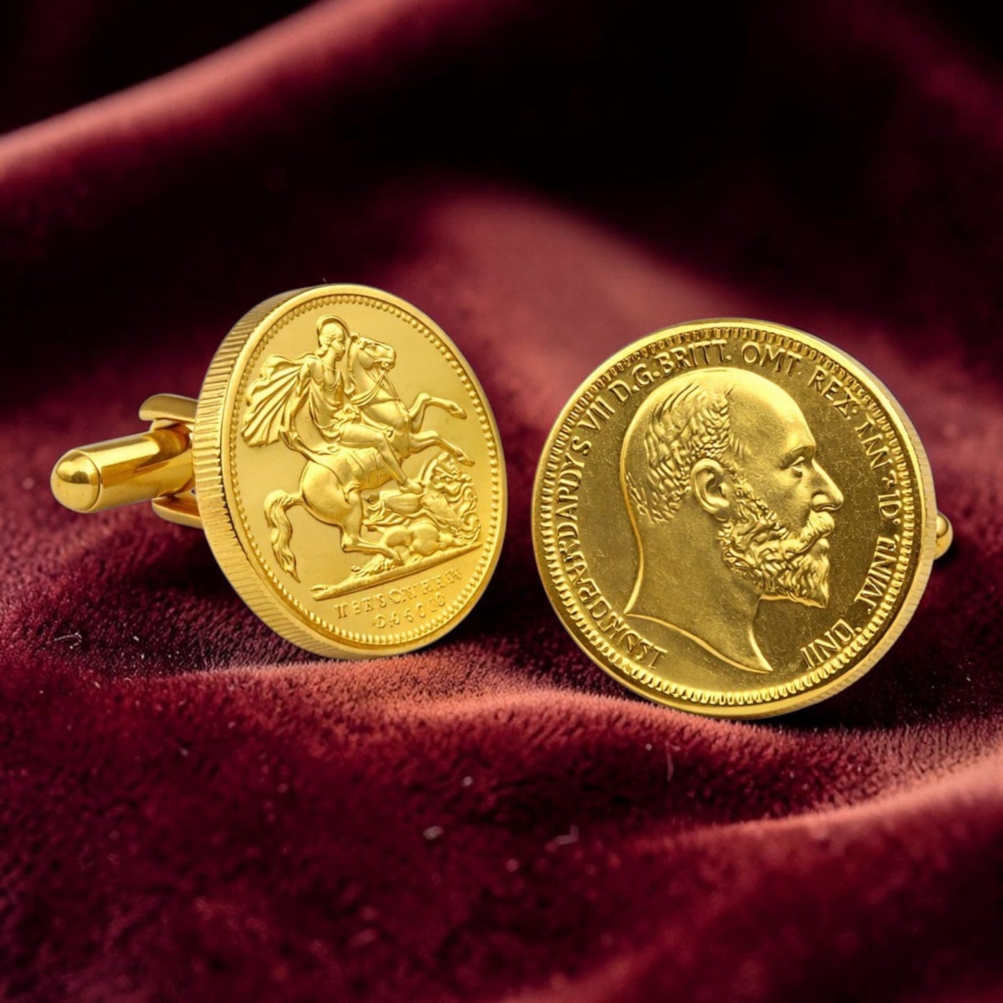 Gold Plated Coin Design Statement Cufflinks
