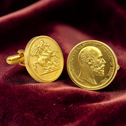 Gold Plated Coin Design Statement Cufflinks