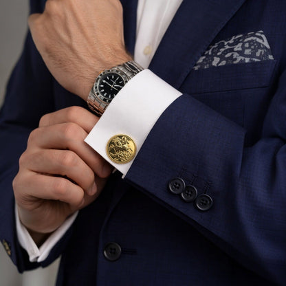 Gold Plated Coin Design Statement Cufflinks