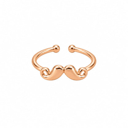 Rose Gold Plated Mustache Motif Adjustable Ring